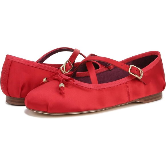 Circus NY by Sam Edelman Women's Red Poppy Suede Cross Strap Ballet Flat - Picture 6 of 6